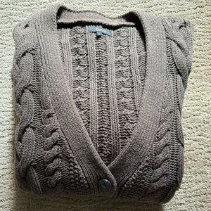 Quince Dark Brown Cable Knit Cardigan